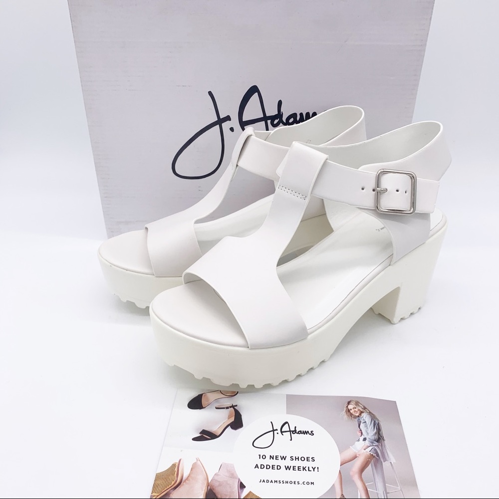 J ADAMS CORBY Platform T-Strap Heel Sandal White 9